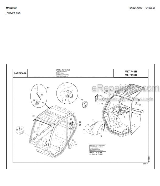 Photo 4 - Manitou MLT741H MLT940H Parts Catalog Telescopic Handler