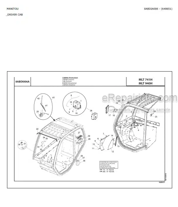 Photo 4 - Manitou MLT741H MLT940H Parts Catalog Telescopic Handler