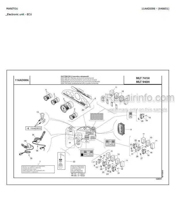 Photo 1 - Manitou MLT741H MLT940H Parts Catalog Telescopic Handler