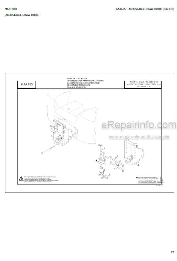 Photo 10 - Manitou MLT840-115 MLT840-137 MLT1040L-137 MLT1040L MLT1040-137 Parts Catalog Telescopic Handler