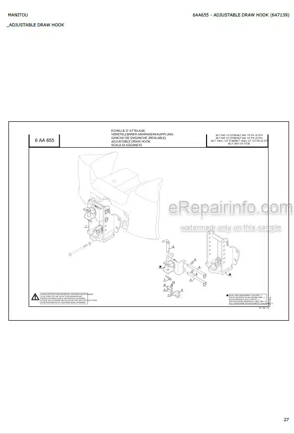 Photo 10 - Manitou MLT840-115 MLT840-137 MLT1040L-137 MLT1040L MLT1040-137 Parts Catalog Telescopic Handler