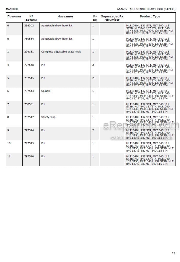 Photo 5 - Manitou MLT840-115 MLT840-137 MLT1040L-137 MLT1040L MLT1040-137 Parts Catalog Telescopic Handler