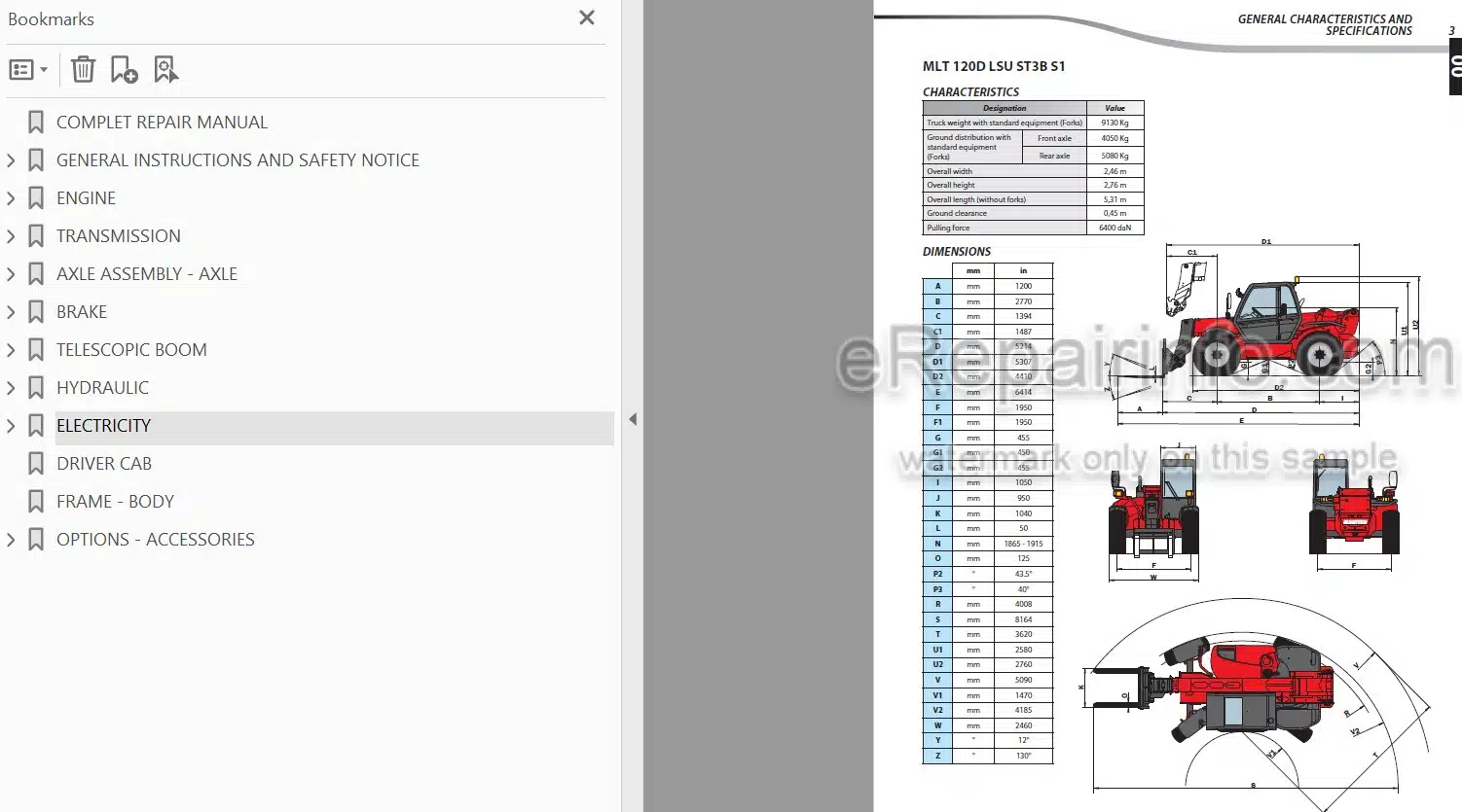 Photo 4 - Manitou MLT845-100D H LSU MLT845-120D LSU ST3B-S1 Repair Manual Telescopic Handler