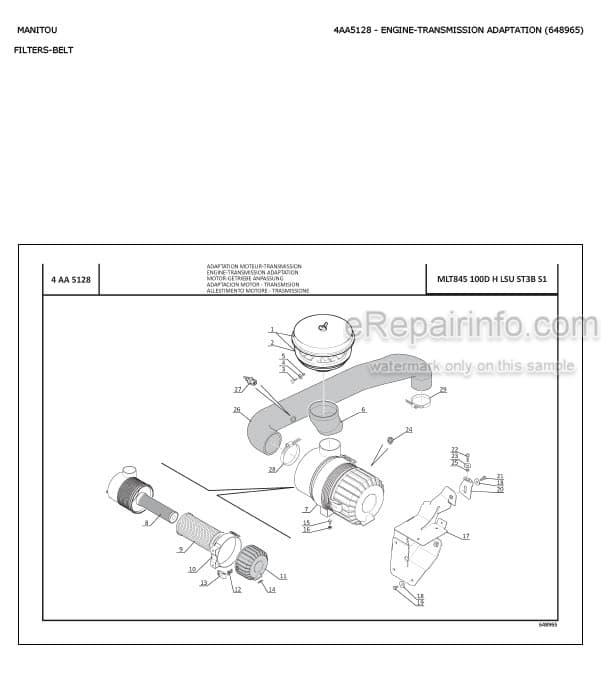 Photo 4 - Manitou MLT845-100D LSU ST3B S1 Parts Catalog Telescopic Handler