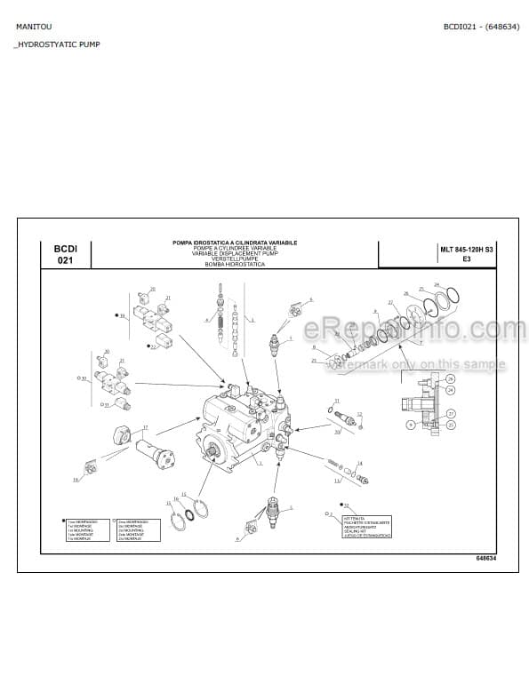 Photo 5 - Manitou MLT845-120H S3 E3 Parts Catalog Telescopic Handler
