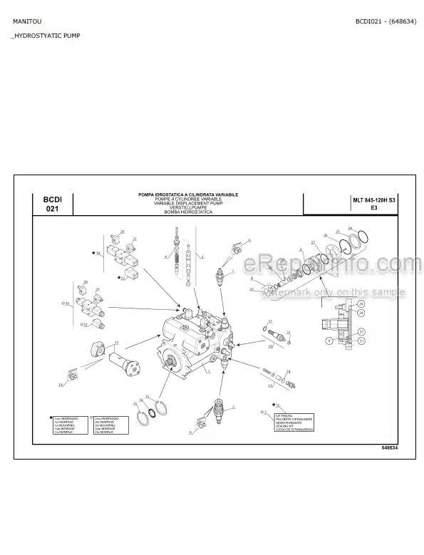 Photo 5 - Manitou MLT845-120H S3 E3 Parts Catalog Telescopic Handler