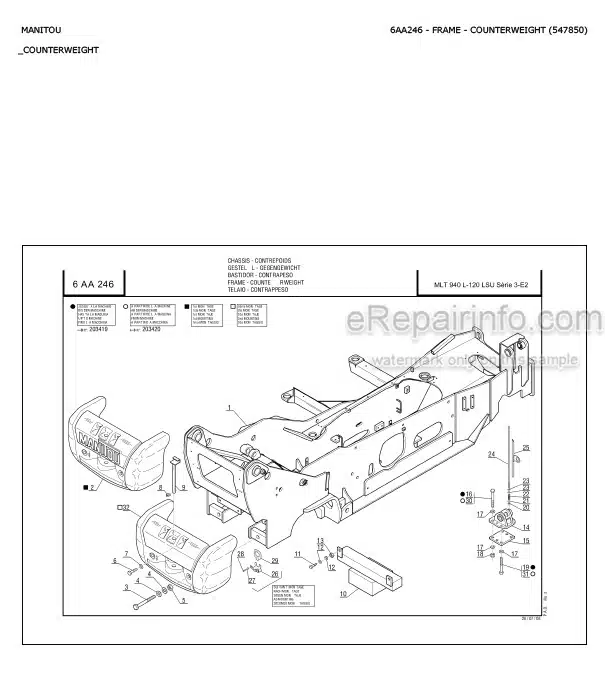 Photo 4 - Manitou MLT845-120LSU MLT940L-120LSU Serie 3 E2 Parts Catalog Telescopic Handler