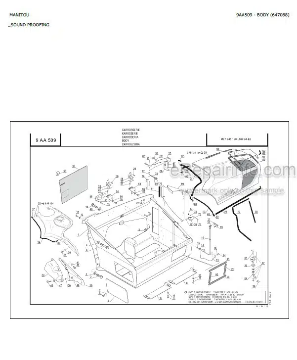 Photo 1 - Manitou MLT845-120LSU S4 E3 Parts Catalog Telescopic Handler