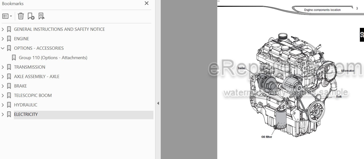 Photo 5 - Manitou MLT845-120LSU MT1235S MT1435S MLT845H MT1435HSL Repair Manual Telescopic Handler