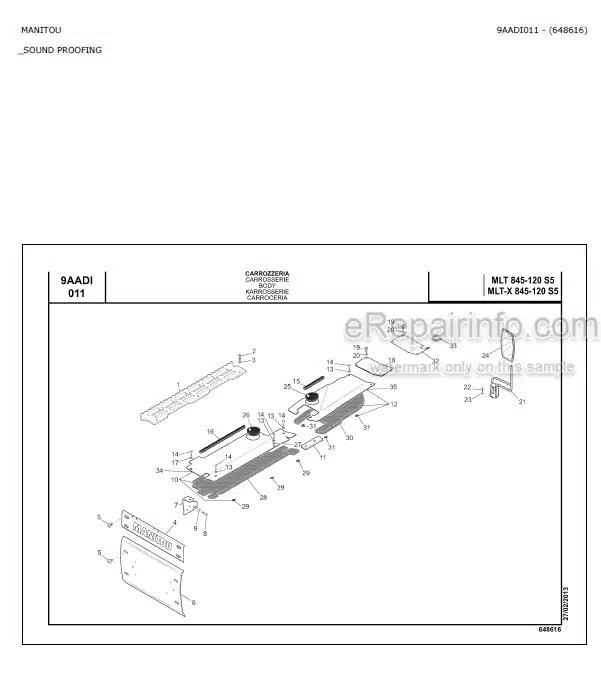Photo 4 - Manitou MLT845-120 MLT-X845-120 S5 E3 Parts Catalog Telescopic Handler