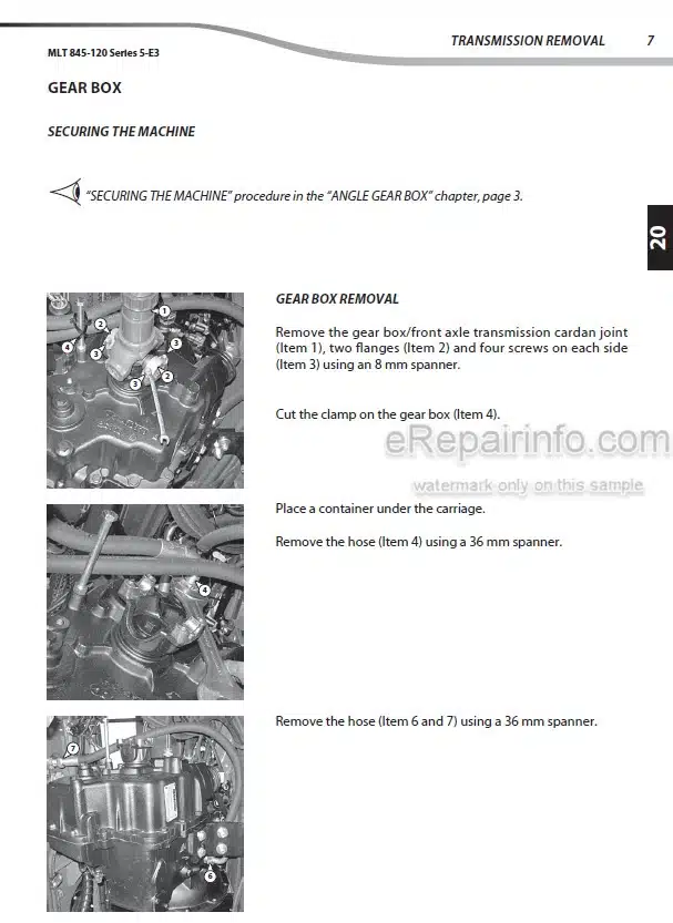 Photo 8 - Manitou MLT845-100D H LSU MLT845-120D LSU ST3B-S1 Repair Manual Telescopic Handler