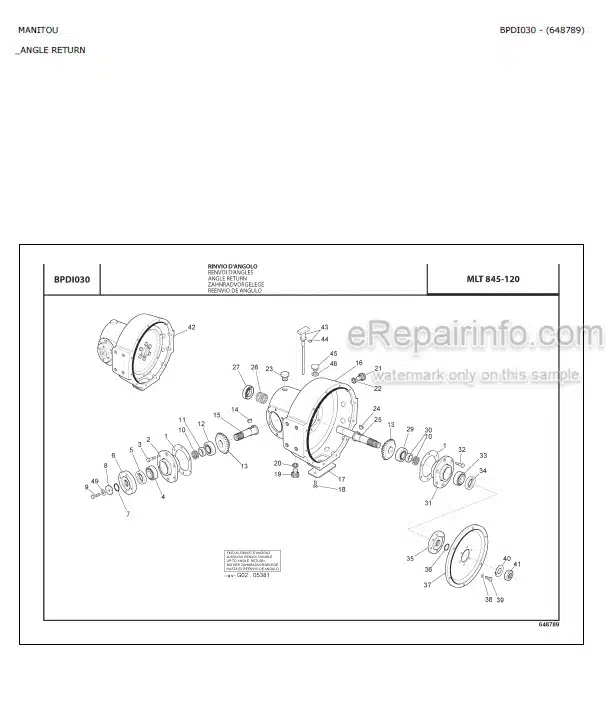 Photo 4 - Manitou MLT845-120 Parts Catalog Telescopic Handler