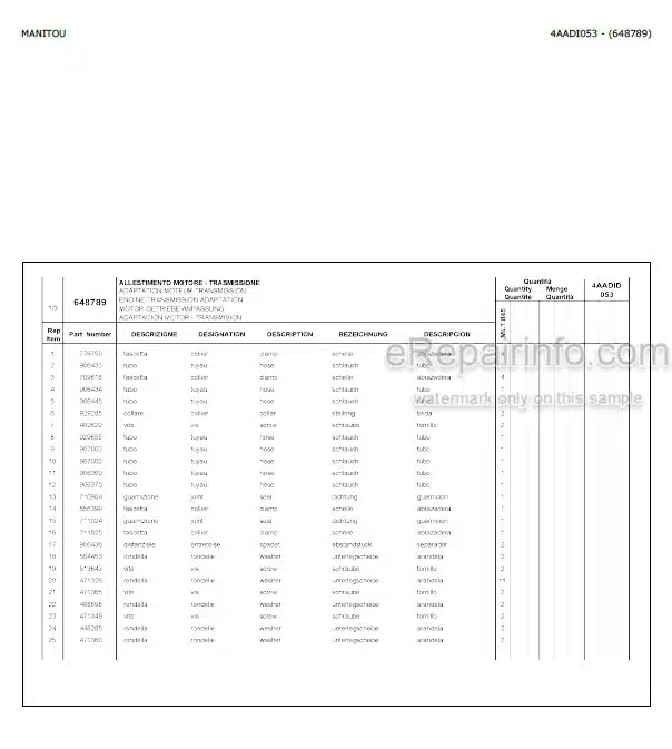 Photo 5 - Manitou MLT845-120 Parts Catalog Telescopic Handler