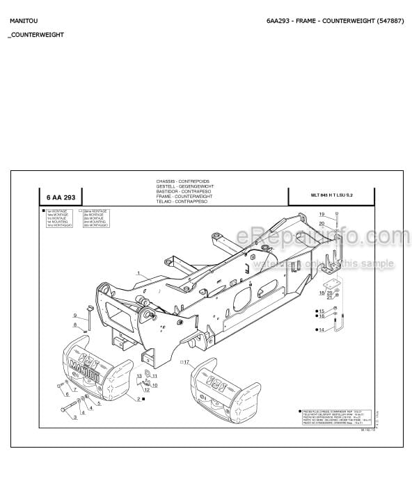Photo 3 - Manitou MLT845H LSU S2 Parts Catalog Telescopic Handler