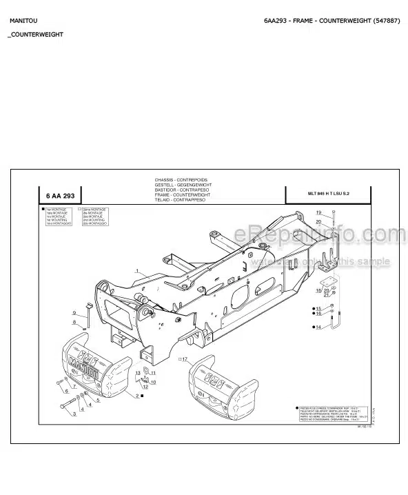 Photo 3 - Manitou MLT845H LSU S2 Parts Catalog Telescopic Handler