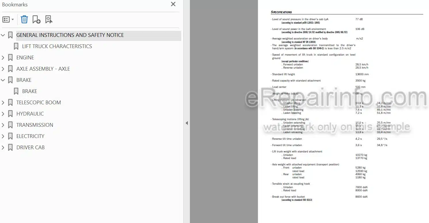 Photo 4 - Manitou MLT845H MT1235HS MT1335HSL MT1435HSL MT1745HSL Repair Manual Telescopic Handler