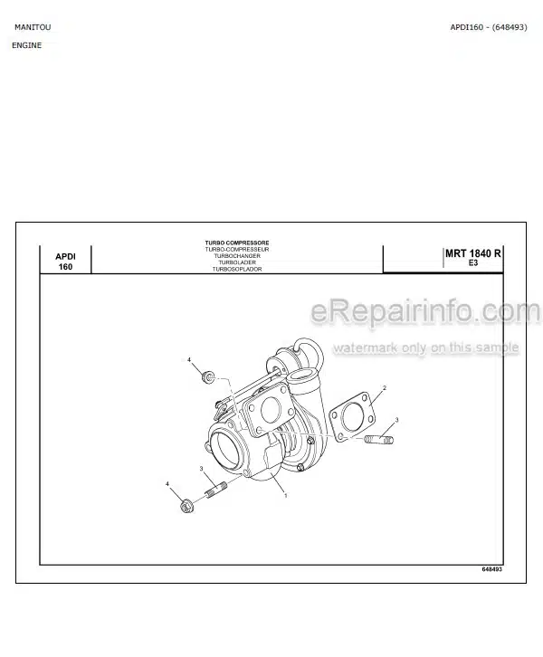 Photo 3 - Manitou MRT1840R E3 Parts Catalog Telescopic Handler