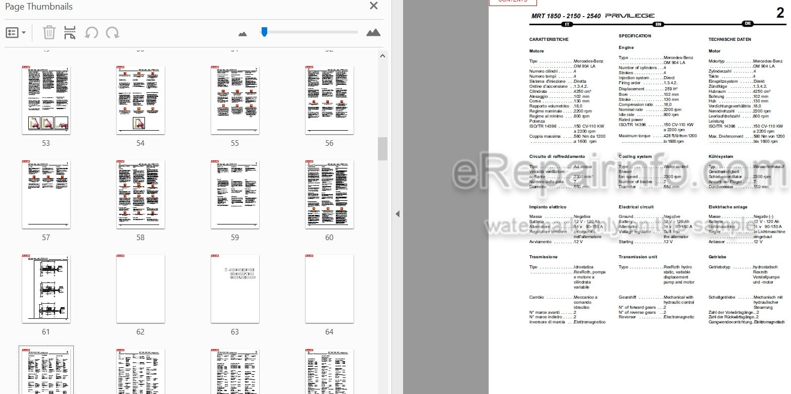 Photo 3 - Manitou MRT1850 MRT2150 MRT2540 Privilege E3 Operators Manual Telescopic Handler