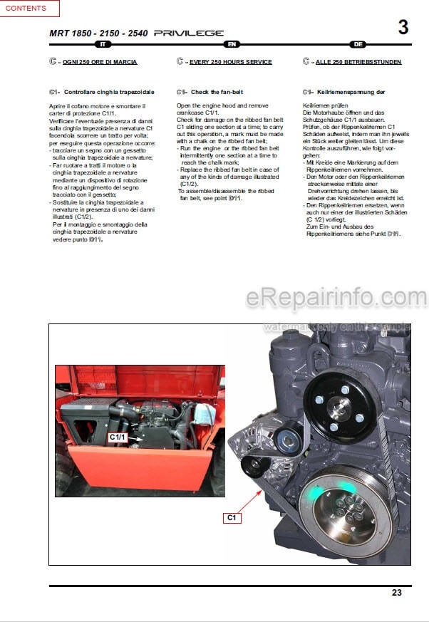 Photo 6 - Manitou MRT1850 MRT2150 MRT2540 Privilege Operators Manual Telescopic Handler -413079