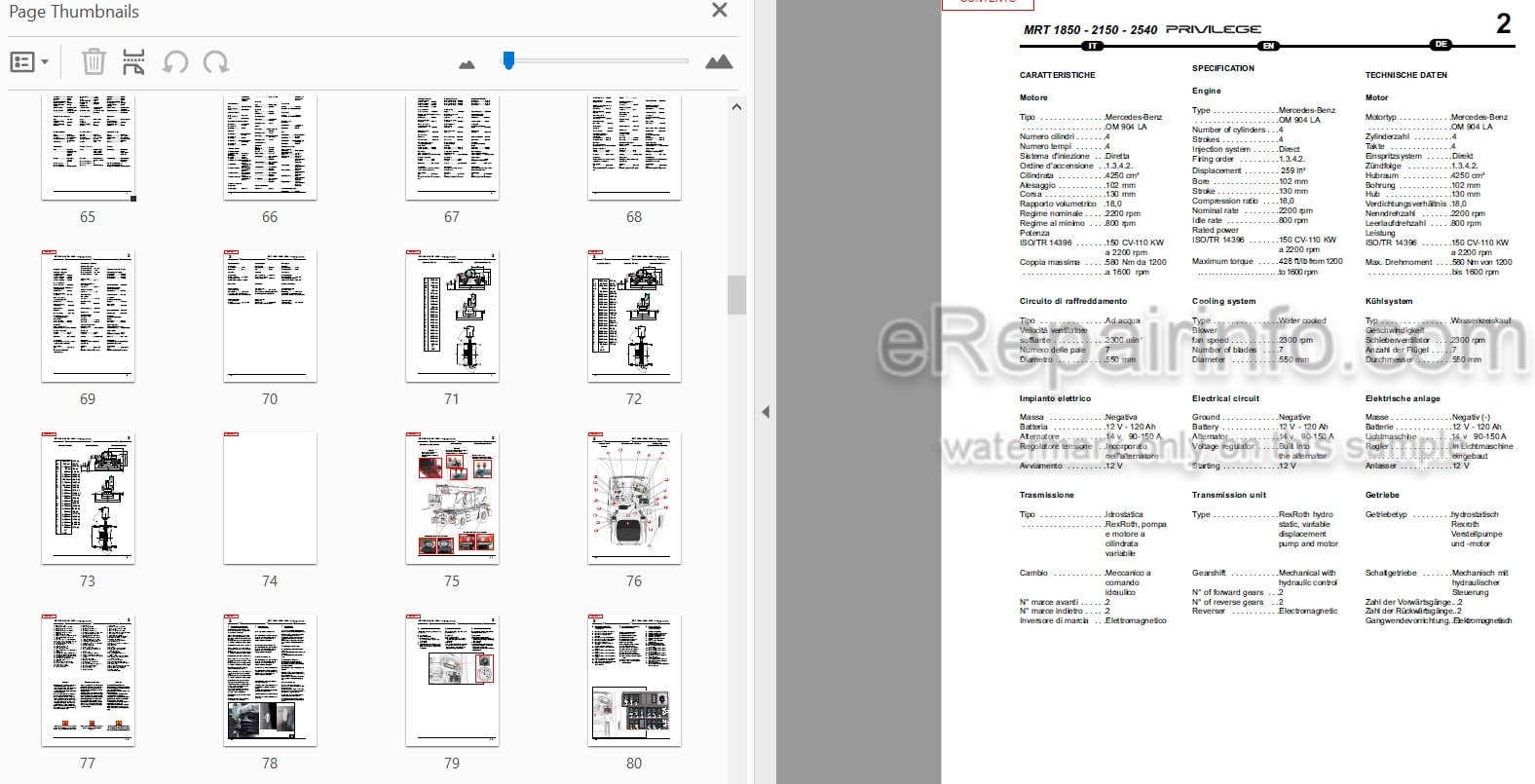 Photo 4 - Manitou MRT1850 MRT2150 MRT2540 Privilege Operators Manual Telescopic Handler -413079