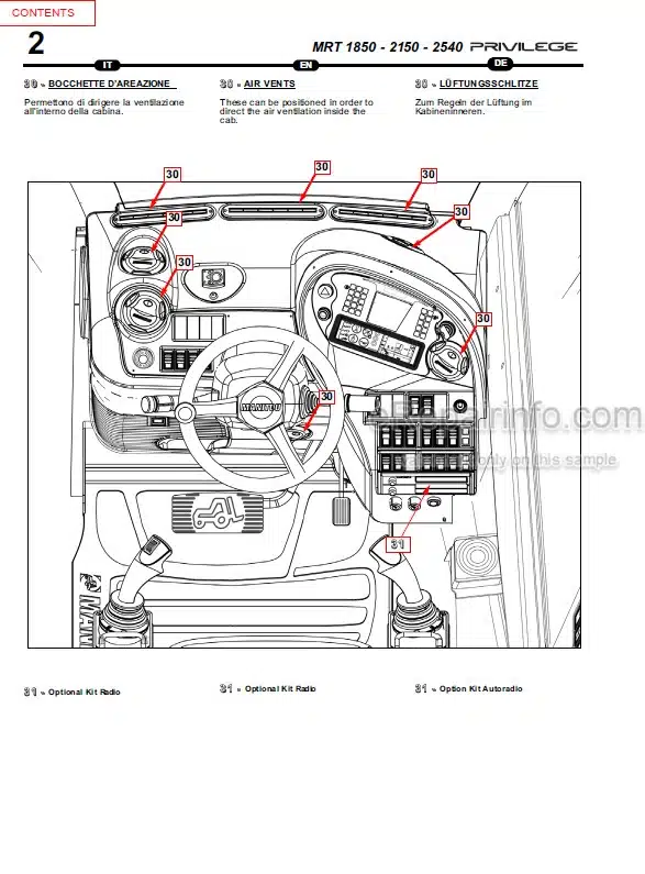 Photo 3 - Manitou MRT1850 MRT2150 MRT2540 Privilege Operators Manual Telescopic Handler -413079