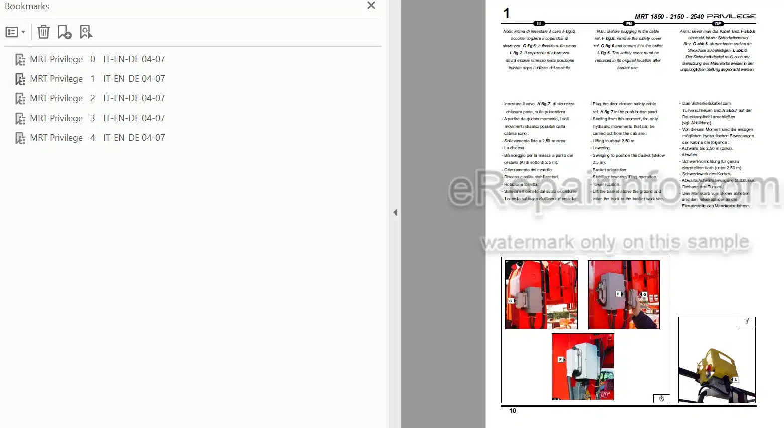 Photo 4 - Manitou MRT2150 Privilege Operators Manual Telescopic Handler Basket