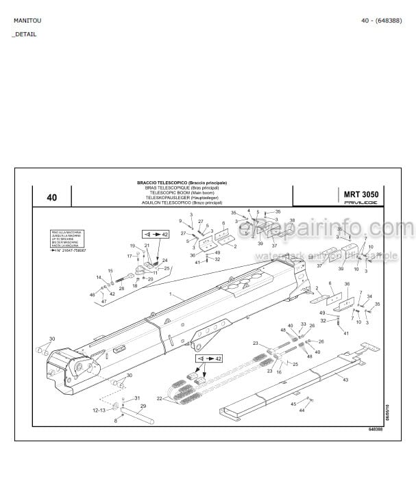 Photo 4 - Manitou MRT3050 Privilege Parts Catalog Telescopic Handler