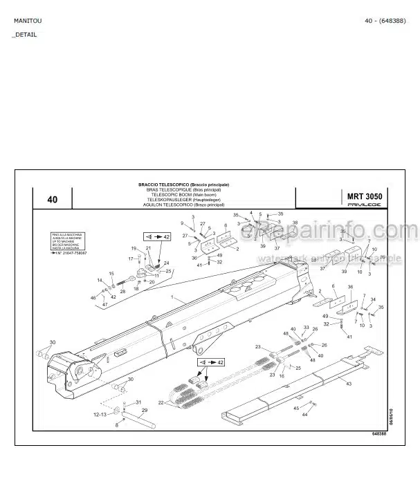 Photo 4 - Manitou MRT3050 Privilege Parts Catalog Telescopic Handler