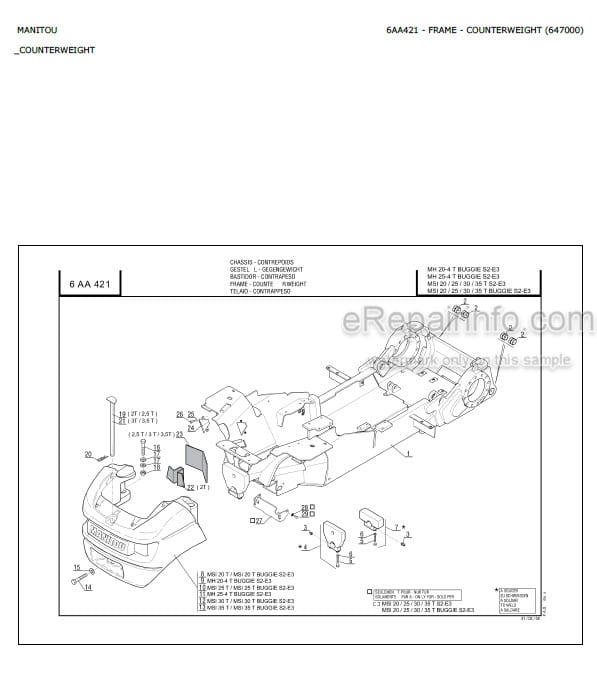 Photo 3 - Manitou MSI20 MSI25 MSI30 MSI35T MH20-4T MH25-4T Buggie S2-E3 Parts Catalog Forklift