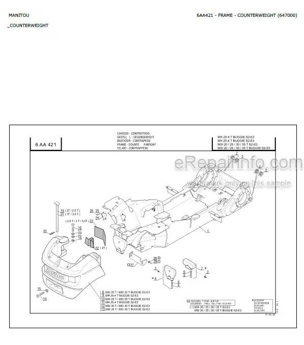 Photo 7 - Manitou ME425 ME430 ME435 80V S3 US Parts Catalog Forklift