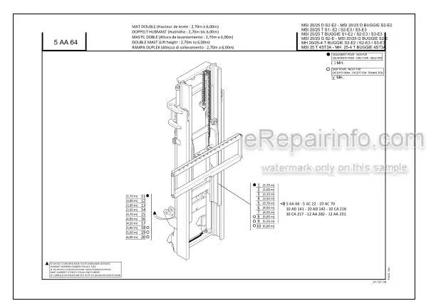 Photo 2 - Manitou MSI20 To MH25-4D Buggie Parts Catalog Forklift Mast