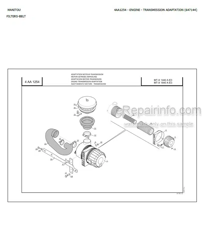 Photo 4 - Manitou MT-X1440A MT-X1840A E3 Parts Catalog Telescopic Handler