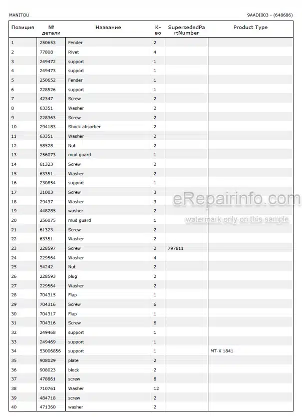 Photo 4 - Manitou MT-X1740SLT S3 E3 Parts Catalog Telescopic Handler