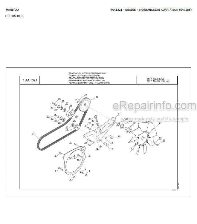 Photo 5 - Manitou MT-X732SE E3 Parts Catalog Telescopic Handler