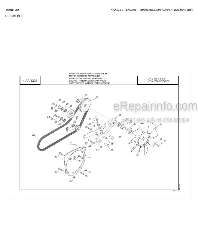 Photo 5 - Manitou MT-X732SE E3 Parts Catalog Telescopic Handler