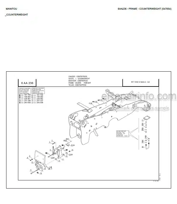 Photo 6 - Manitou MT1135H MT1335H ST3B Parts Catalog Telescopic Handler