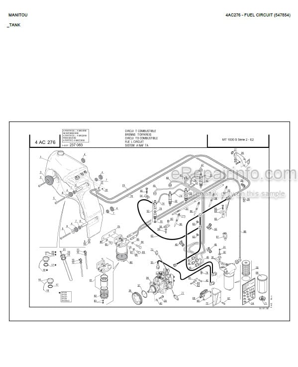 Photo 3 - Manitou MT1030S S2 E2 Parts Catalog Telescopic Handler