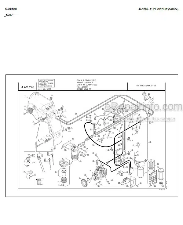 Photo 3 - Manitou MT1030S S2 E2 Parts Catalog Telescopic Handler