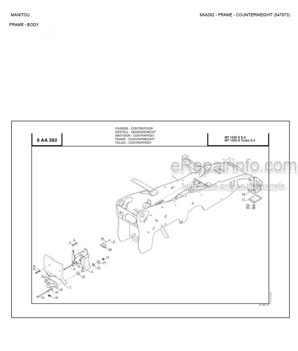 Photo 6 - Manitou MT1030S Turbo A S4 E3 Parts Catalog Telescopic Handler