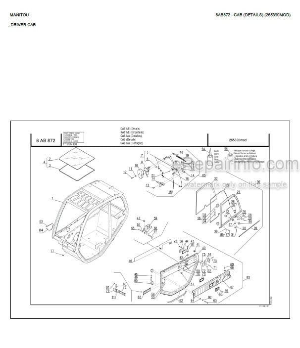 Photo 3 - Manitou MT1030S S3 E2 Turbo Parts Catalog Telescopic Handler