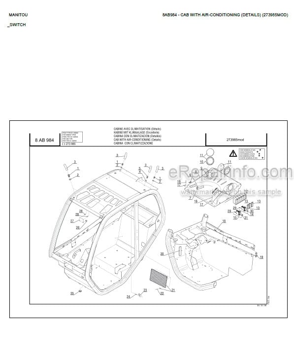 Photo 4 - Manitou MT1030S Turbo A S4 E3 Parts Catalog Telescopic Handler