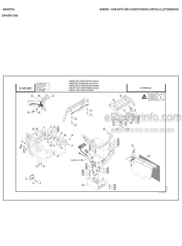 Photo 10 - Manitou MT1030S Turbo A S4 E3 Parts Catalog Telescopic Handler