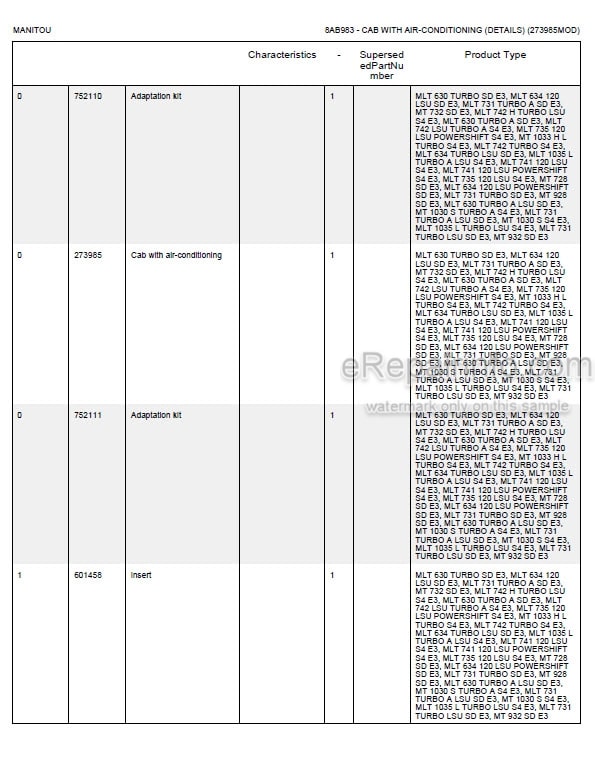 Photo 5 - Manitou MT1030S Turbo A S4 E3 Parts Catalog Telescopic Handler