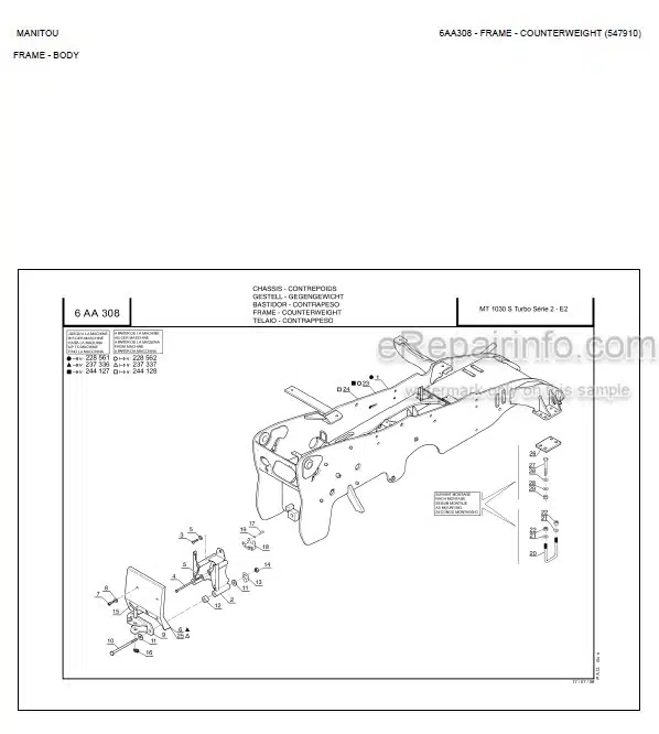 Photo 9 - Manitou MT1030S Turbo S2 E2 Parts Catalog Telescopic Handler