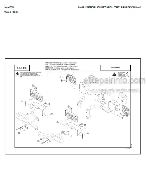 Photo 7 - Manitou MT1030S Turbo S2 E2 Parts Catalog Telescopic Handler