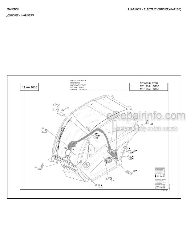 Photo 3 - Manitou MT1135H MT1335H ST3B Parts Catalog Telescopic Handler
