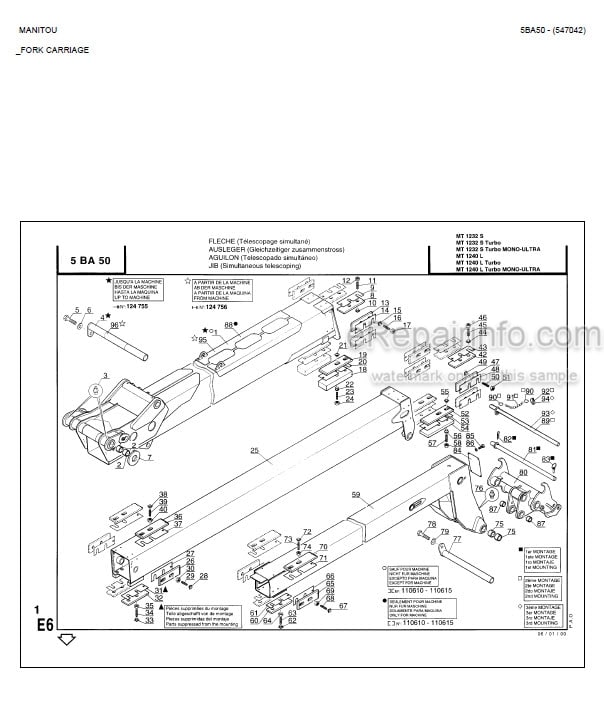 Photo 7 - Manitou MT1232S MT1240L Turbo Mono Ultra Parts Catalog Telescopic Handler