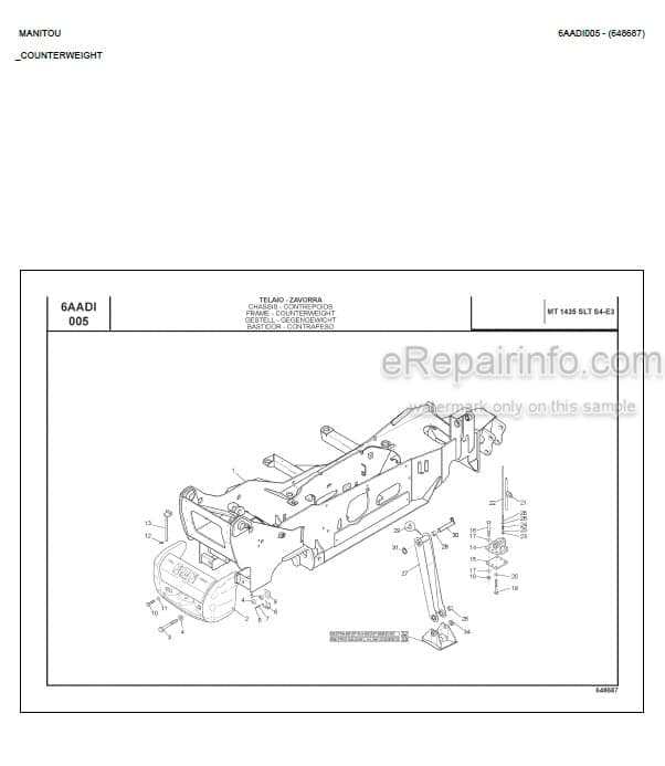 Photo 1 - Manitou MT1235ST MT1435SLT S4 E3 Parts Catalog Telescopic Handler