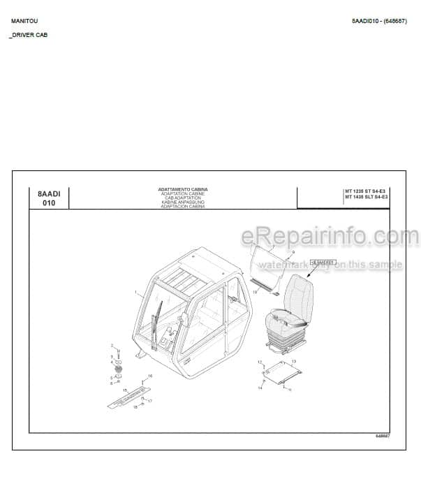 Photo 3 - Manitou MT1235ST MT1435SLT S4 E3 Parts Catalog Telescopic Handler