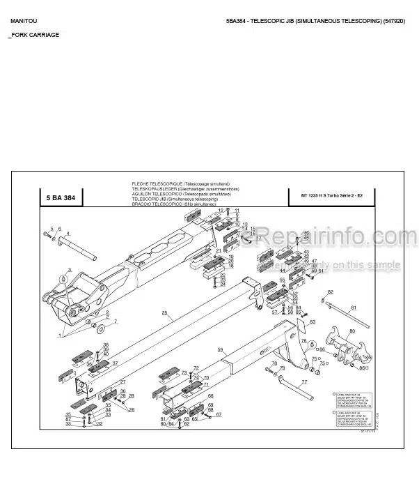Photo 6 - Manitou MT1235ST MT1435SLT S4 E3 Parts Catalog Telescopic Handler
